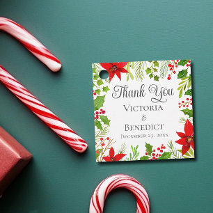 Festive Christmas Wedding Floral Personalized Favour Tags