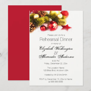 Festive Christmas Wedding Rehearsal Dinner Invite