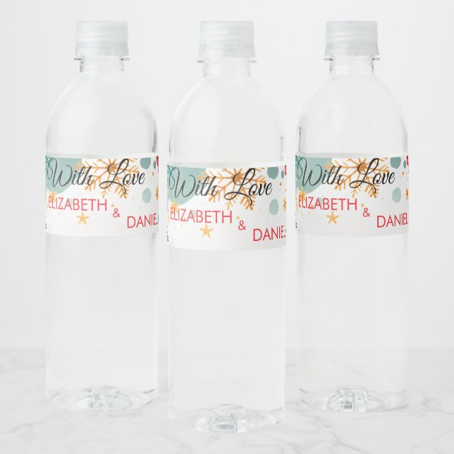 Festive Christmas Wedding Water Bottle Labels  (Bottles)