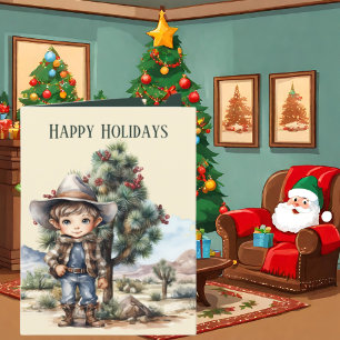 Festive Christmas Western Cowboy add text  Holiday Card