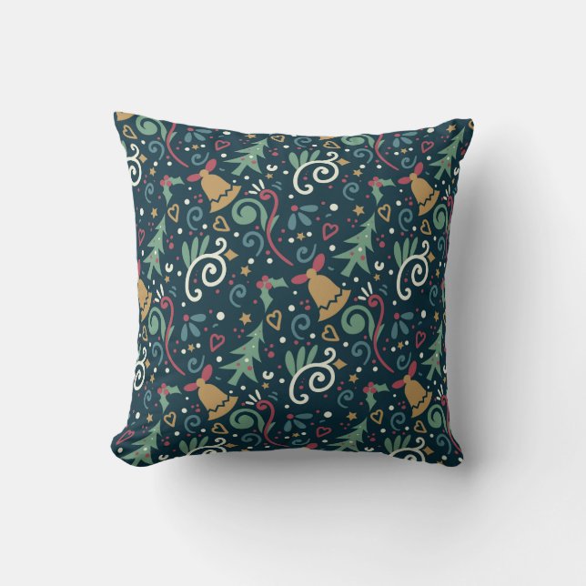 Festive Christmas Whimsical Rustic Modern Holiday Throw Pillow (Front)
