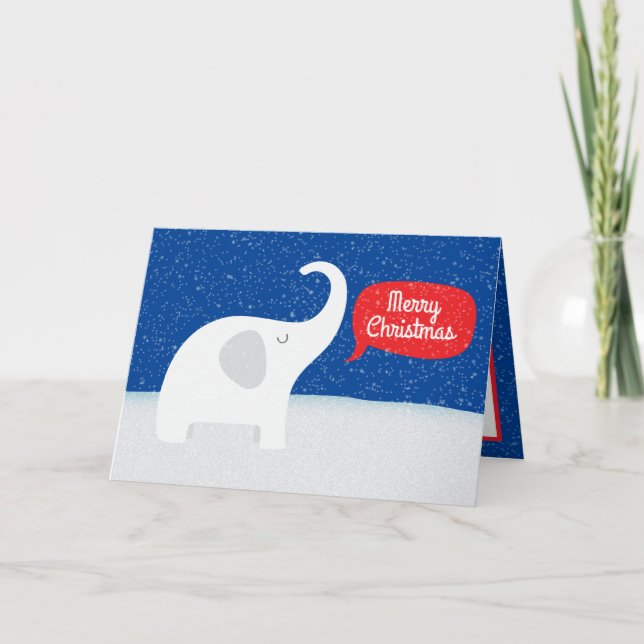 festive Christmas white elephant add sentiment Holiday Card (Front)