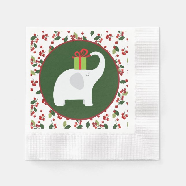 Festive Christmas white elephant party Napkin (Front)