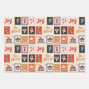 Festive Christmas Wishes, Ornaments, Santa  Wrapping Paper Sheet