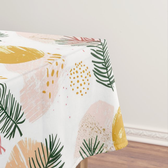 Festive Christmas with green, gold, pink accents Tablecloth (In Situ)
