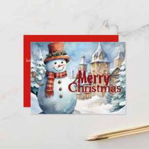 Festive Christmas with Snow man Postcard