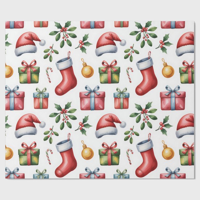 Festive Christmas Wrapping Pape Paper (Flat)