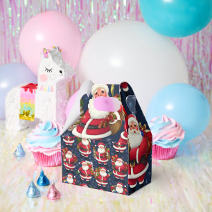 Festive Christmas Wrapping Paper with Santa Claus, Favor Box