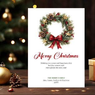 Festive Christmas Wreath Holiday Greeting Template