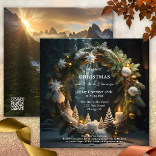 Festive Christmas Wreath Holiday Party Invitation