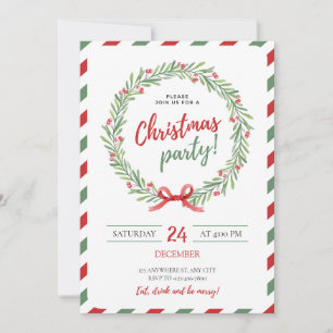 Festive Christmas Wreath Party Invitation