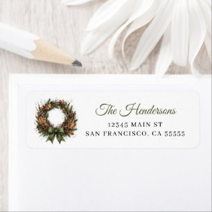 Festive Christmas Wreath Plaid Holiday Address