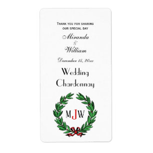 Festive Christmas Xmas Holly Wreath Monogram