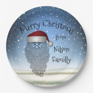 Festive Chritsmas Party Funny Cute Santa Claus  Paper Plate