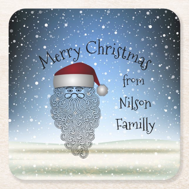 Festive Chritsmas Party Funny Cute Santa Claus    Square Paper Coaster (Front)