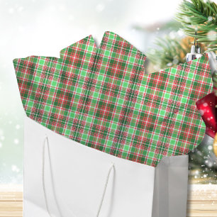 Festive Classic Red Green White Christmas Plaid Tissue Paper