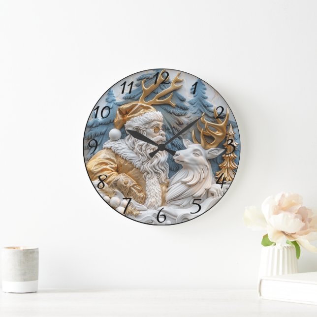 Festive clock with Santa and reindeer (Home)