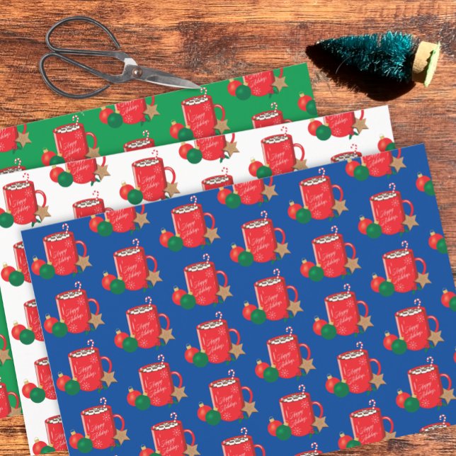 Festive Cocoa Mug Pattern Wrapping Paper Sheet (Creator Uploaded)