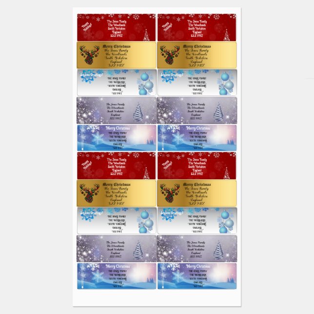 Festive Collection of Christmas Return Address Lab (Sheet)