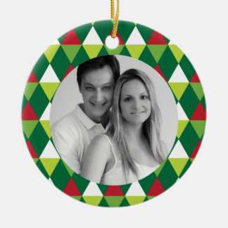 Festive Colour Pattern Photo Ceramic Ornament