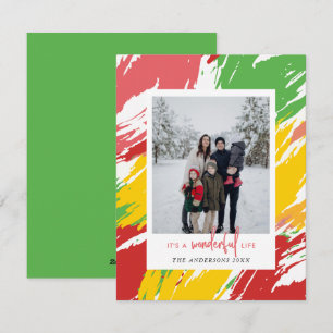 Festive Colour Splashes Photo Christmas Holiday Card