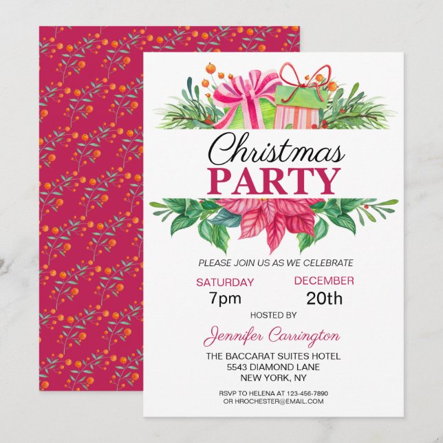 Festive Colourful Christmas Party Invitation (Front/Back)