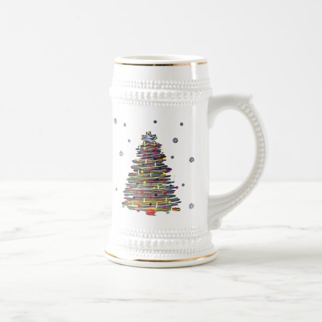 Festive Colourful Christmas Tree (Customize It!) Beer Stein (Right)