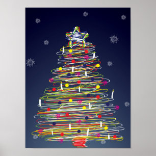 Festive Colourful Christmas Tree (Customize It!) Poster