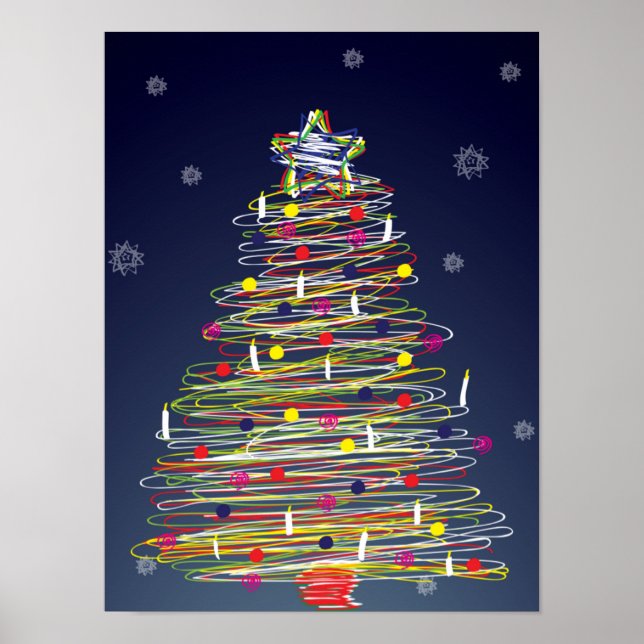 Festive Colourful Christmas Tree (Customize It!) Poster (Front)