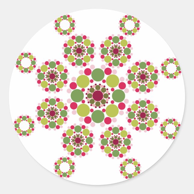 Festive Colourful Dots Christmas Star Chic Holiday Classic Round Sticker (Front)