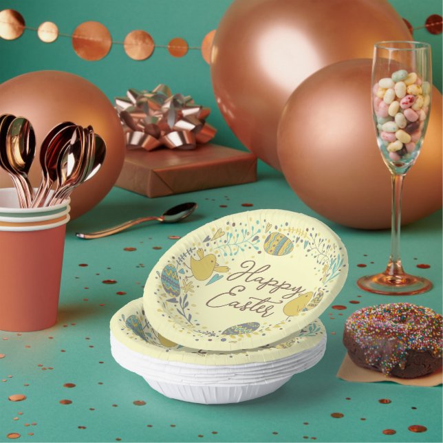 Festive Colourful Happy Easter Chicks & Wreath Paper Plate (Multi)