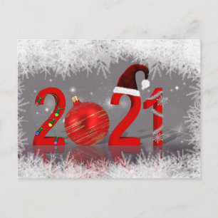Festive Colourful Merry Christmas New Year 2021 Holiday Postcard