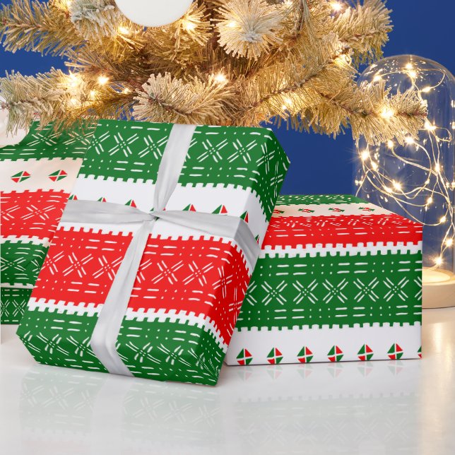 Festive Colourful Mud Cloth Pattern Wrapping Paper (Holidays)