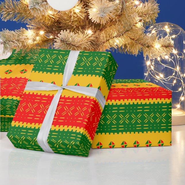 Festive Colourful Mud Cloth Pattern Wrapping Paper (Holidays)