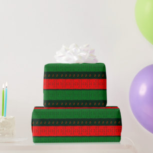 Festive Colourful Mud Cloth Pattern Wrapping Paper