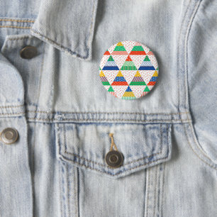 Festive Colourful Patchwork Christmas Triangles 2 Inch Round Button