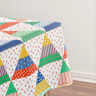 Festive Colourful Patchwork Christmas Triangles Tablecloth