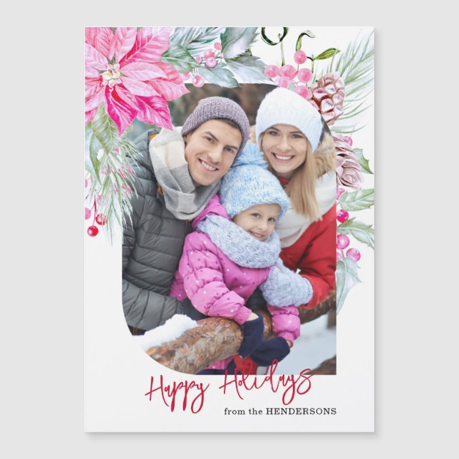 Festive Colourful Pink Poinsettias Photo (Front)