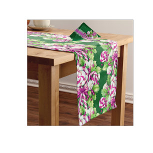 Festive Colourful Pink White Green Candy Cane Med Medium Table Runner