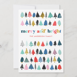 Festive Colourful Trees Holiday Non-Photo Card