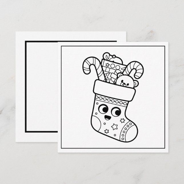 Festive colouring lovers Christmas stocking Holiday Card (Front/Back)