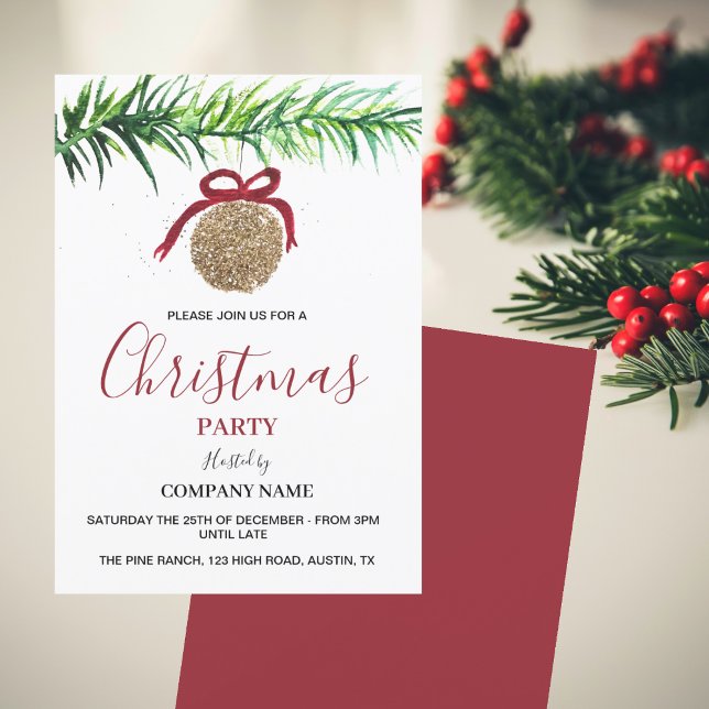 Festive Company Office Corporate Christmas Party  Invitation (Creator Uploaded)