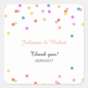 Festive Confetti Wedding Thank You Favour Sticker