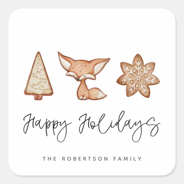 Festive Cookie Trio Christmas Square Sticker (Front)