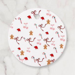 Festive Coquette Ribbon Round Christmas favour tag