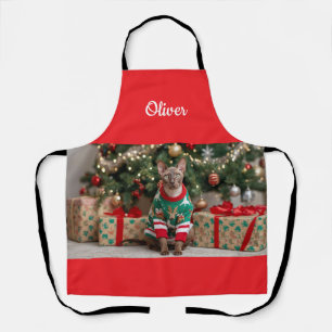 Festive Cornish Rex Cat Christmas Personalized Apron
