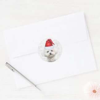 Festive Coton de Tulear Dog Woof Words Christmas Classic Round Sticker