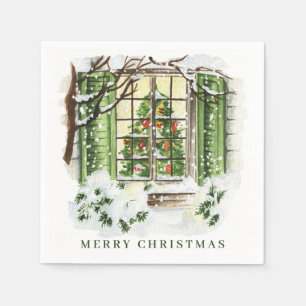 Festive Country Christmas House Holiday Party Napkin