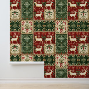 Festive Country Christmas plaid Wallpaper