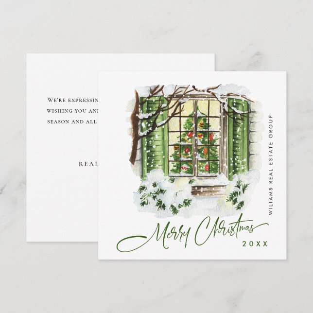 Festive Country House Christmas Corporate Greeting Holiday Card (Front/Back)